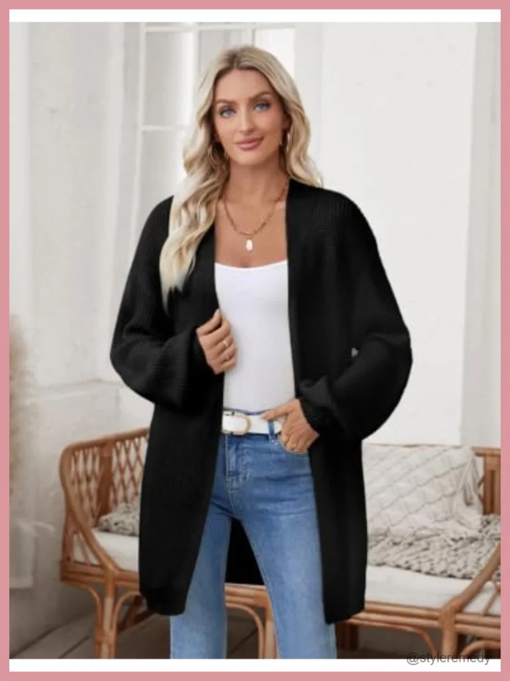 Oversized Chunky Knit Long Sleeve Open Front Cardigan Sweater for Women